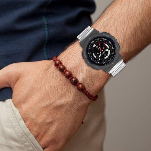 Ruostumattomasta teräksestä valmistettu ranneke Amazfit Active Edge A2212:lle Hopea