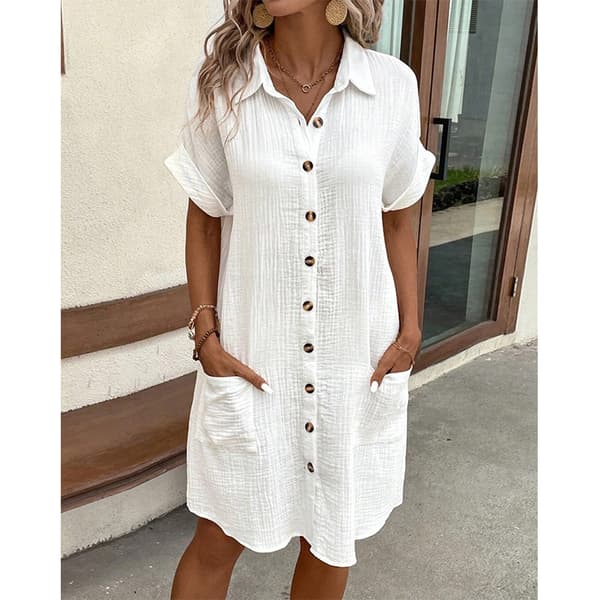 Elegant Vit Klänning: Bekväm & Stilren Design XL XL
