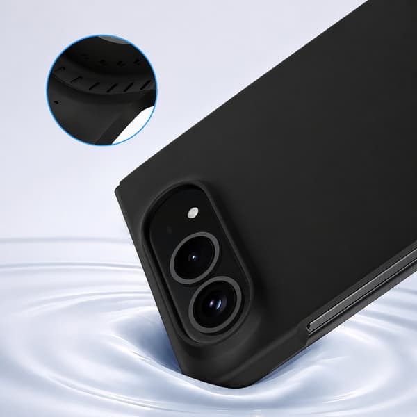Fodral i flytande silikon för iPhone Duo med magnetstöd och gångjärnsskydd Black Black