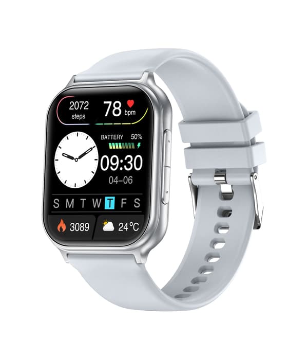 Multifunktionell Smartwatch med Hälsoövervakning och Bluetooth-Samtalsstöd, kompatibelt med Android och iOS Silver Silver