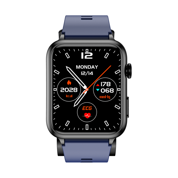 Smartwatch, 1,91 tommer skærm, blodtryk, puls, blodiltning DarkBlue DarkBlue