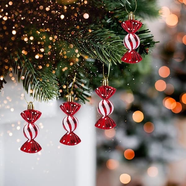 Julepynt Slik Ornamenter - Mini Runde Slik (6-Pak) Red Red