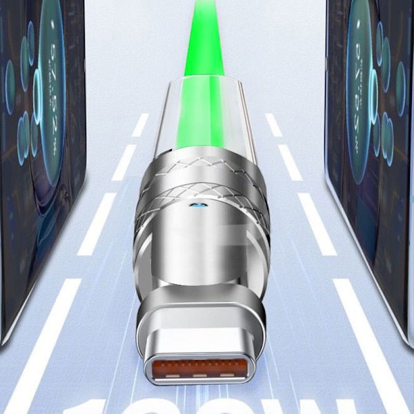 120W flydende silikone 90° rotation hurtigopladningskabel med USB-mikroport 1,2 m Grøn