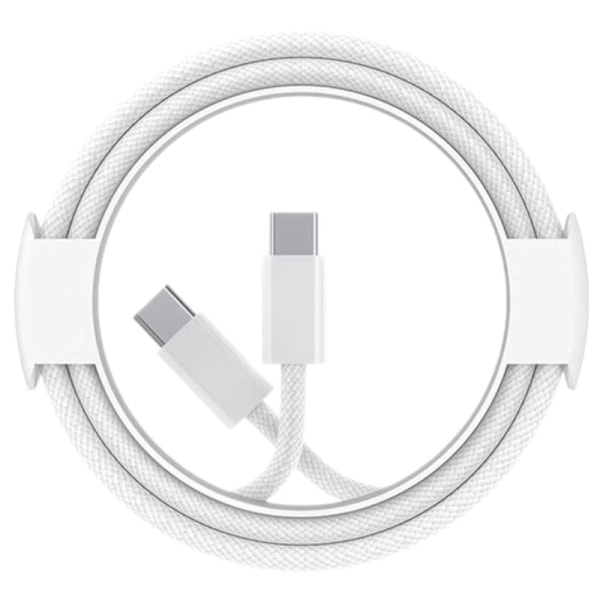2-pack flätad USB-C till USB-C-kabel - grå och vit 1M
