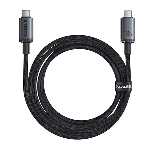 Pikalatauskaapeli Baseus Crystal Shine USB-C - USB-C 100W, 1,5m, 20Gb (musta)