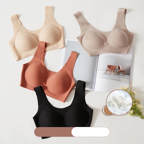 Sömlös BH, Bekväm Passform Beige XL