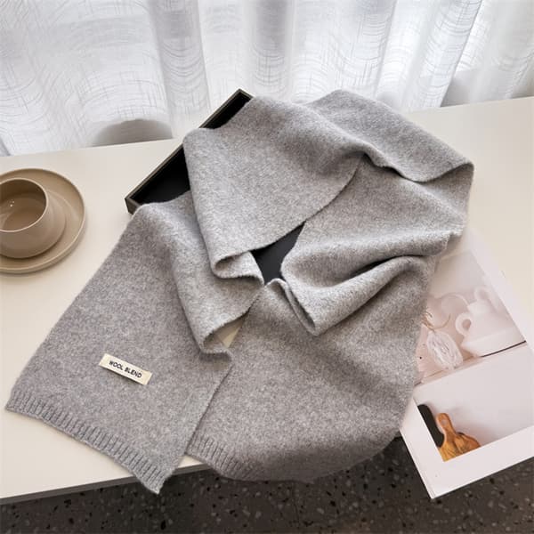 Höst Vinter Varm Halsduk Sjal - Enfärgad Polyester Stickad Nackvärmare Grey Grey