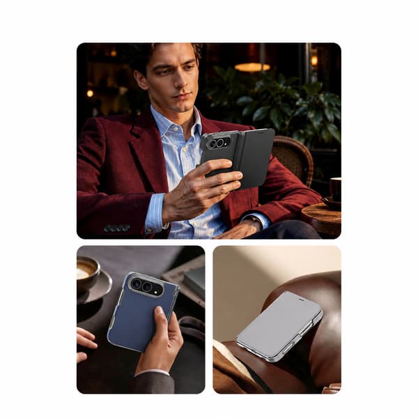 Vikbart mobilskal kompatibelt med iPhone Duo – PU-läder, kortfack och kameralinsskydd Grey Grey