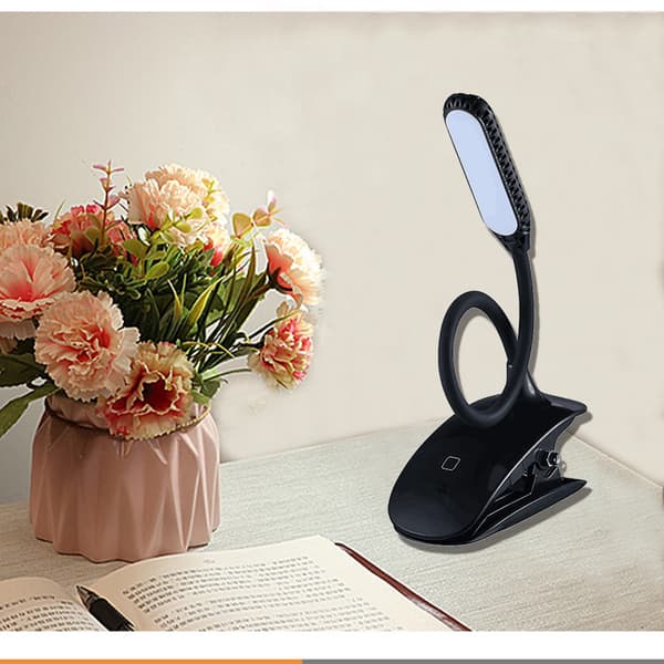 Boglampe - LED Clip-on Lampe til Læsning & Studier Black Black