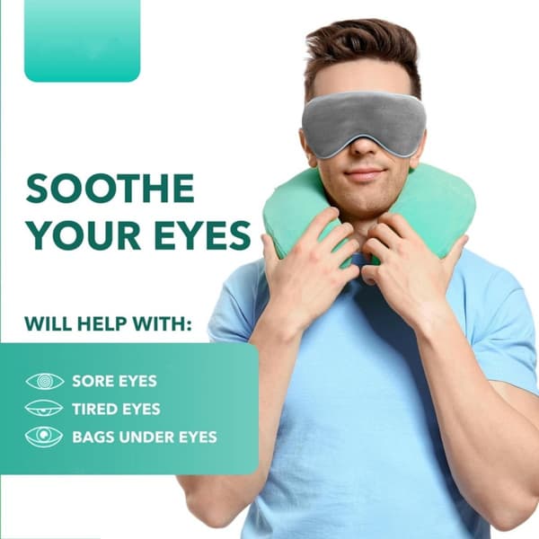 Viktad termisk sovögonmask, grå polyester med fyllda silikonkorn, blackout, varm kompress och lindring av ögontrötthet