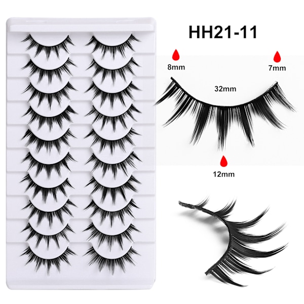 HH21-10 3D Faux Mink -ripsiä, 10 paria