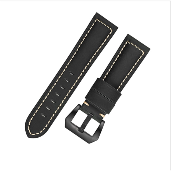 Klockarmband i äkta läder Svart 20 mm