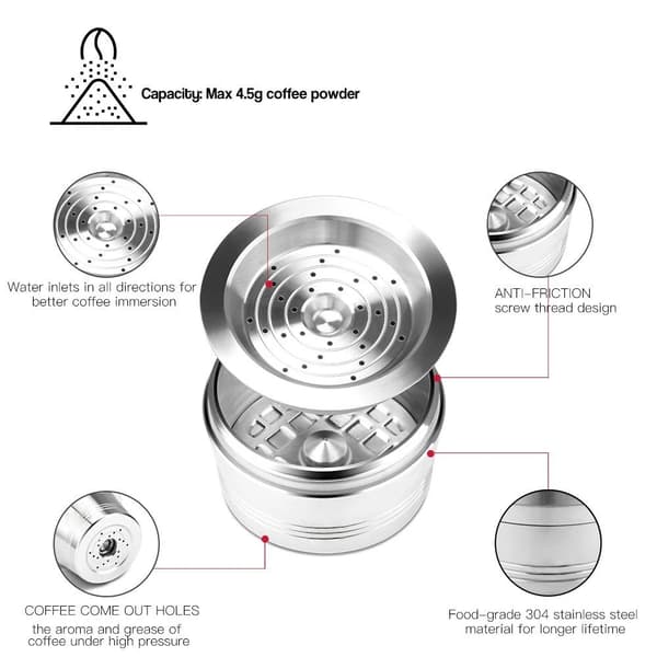 Kaffekapslar Cafissimo Kapslar Påfyllningsbara kaffekapslar Hållare Filter Silver Silver