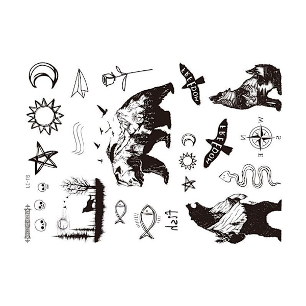 Svarta tillfälliga tatueringar - 5-pack Modell 3