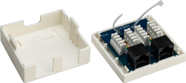 2-port RJ45-kopplingsdosa, CAT 6, UTP, vit