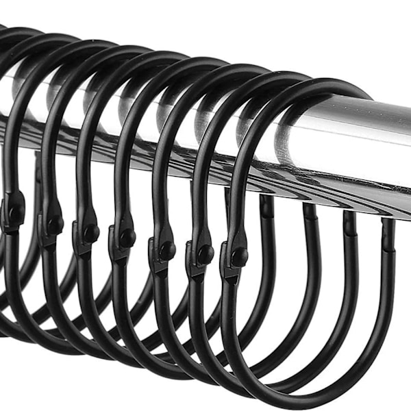 Gardinringar / Ringar för duschdraperi 12-pack Svart