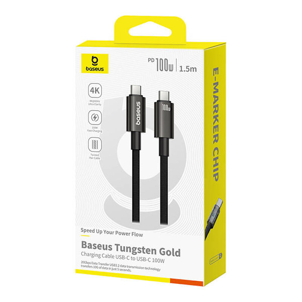 Baseus-kabel USB Tungsten Gold USB-C till USB-C 100W 1,5m (svart)