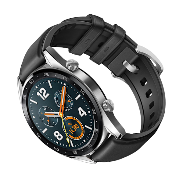 Stilfuld læderurrem til Huawei GT4/Samsung Watch 6 Sort 22 mm