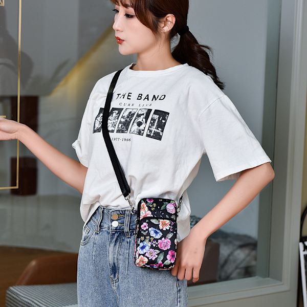 Alsidig Mini Crossbody Telefon Taske Sort