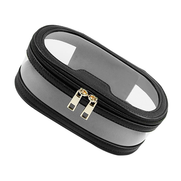Svart oval PVC kosmetisk väska - Resesminkorganisator Rund form