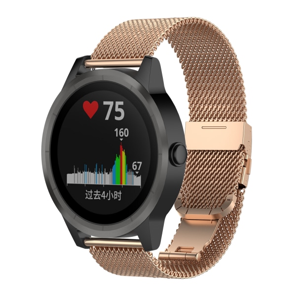 Kellon ranneke Garmin VivoActive/Vivomove/Forerunner 20 mm ruostumaton teräs ruusukulta