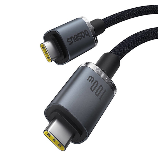 Hurtigopladningskabel Baseus Crystal Shine USB-C til USB-C 100W, 1,5m, 20Gb (sort)