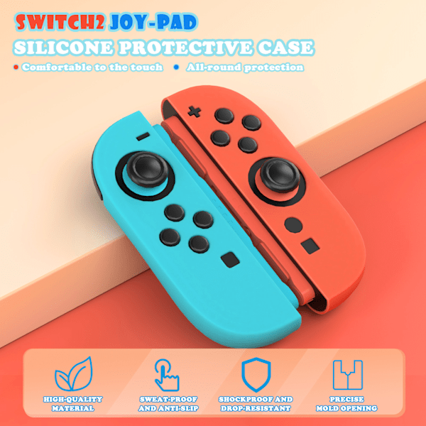Skyddande silikongrepp för Nintendo Switch 2-kontroller Blå+orange