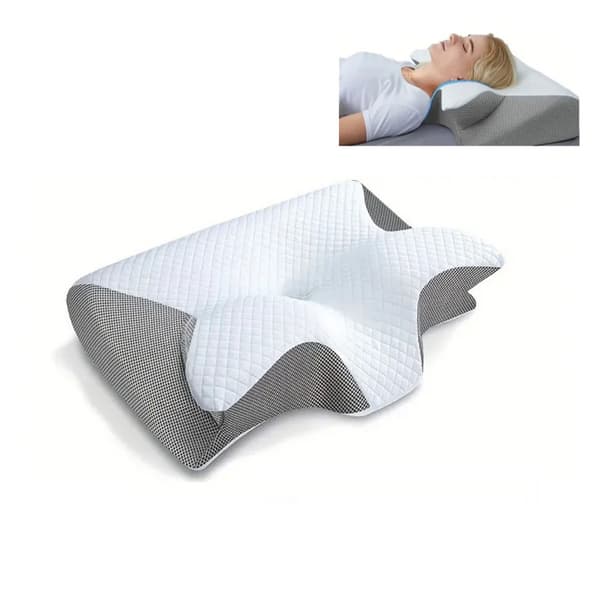 Memory Foam Nackkudde – Ortopedisk & Andningsbar Fjärilskudde