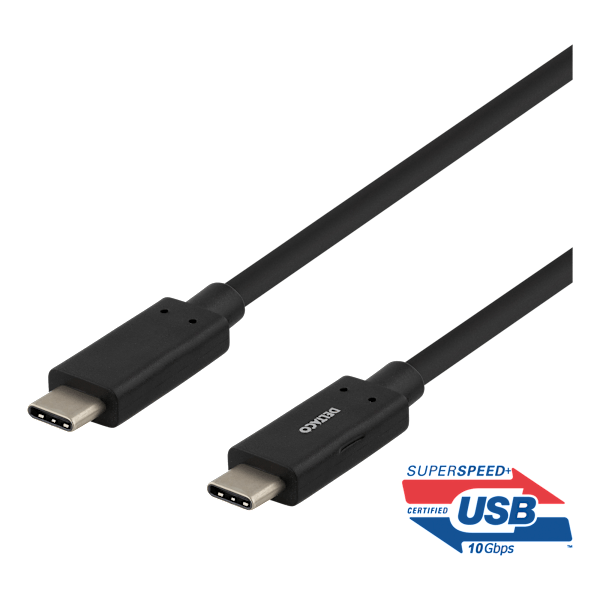 USB-C-kaapeli, 0,5m, 60W USB PD, 10Gbps, musta
