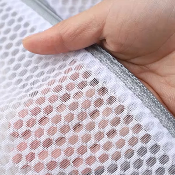 Honeycomb Mesh vasketøjspose med lynlås til finvask Hvid