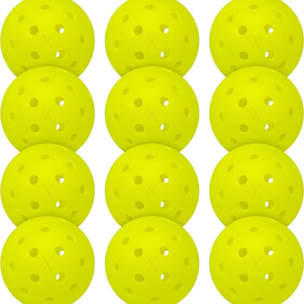 Pickleball Bollar - 12-pack, Högstuds Utomhus PE Pickleballs, Gul