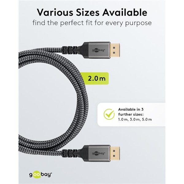 DisplayPort™-kabel 1.4, 32,4 Gbit/s