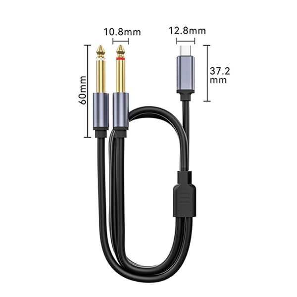 Type-C - Dual 6.5mm Audio Kaapeli, Digitaalinen Type-C - Kaksi 6.35mm Liitäntää, 1/2/3/5M Pituudet 2 m 2 m