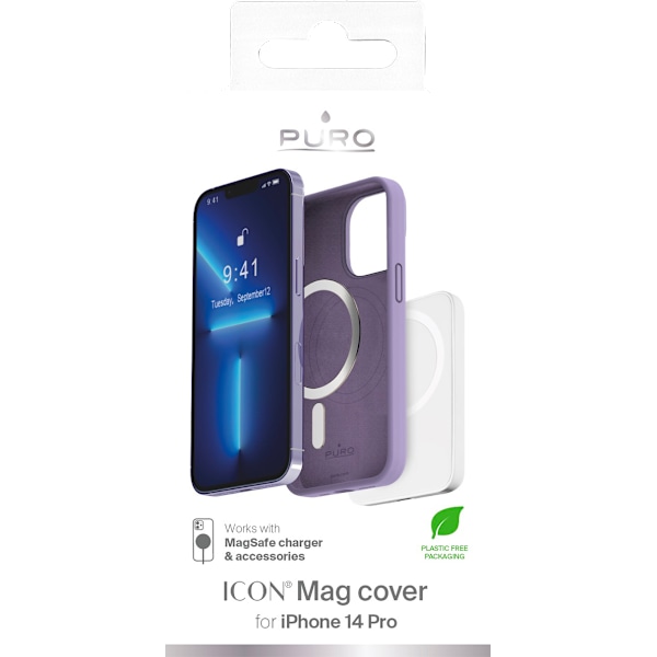 iPhone 14 Pro ICON MAG liquid silicon case, magnets, lavende