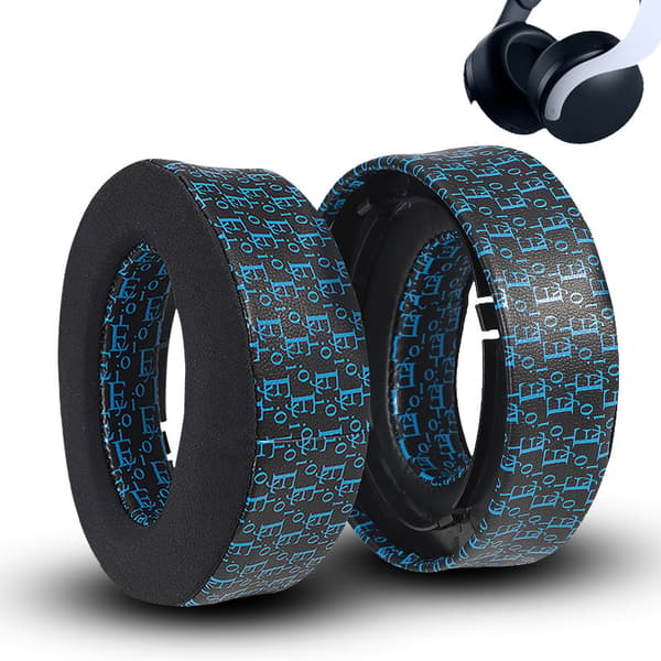 Ice-Cool Öronkåpor för SONY PS5 - Svart & Blå Tryck (2-pack)