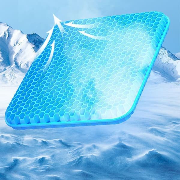 Gel-sittdyna med bikakestruktur, 38cm x 32cm x 1.5cm, tvättbart överdrag