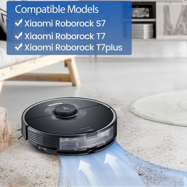 Tilbehørssæt til Xiaomi Roborock S7 / T7 Series 14 dele, 4 moppepuder, 4 HEPA-filtre, 6 kantbørster