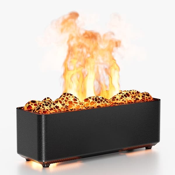 Flame Aroma Diffuser Luftfuktare: Simulerad Vulkan med Kompatibilitet för Eteriska Oljor för Avkoppling och Aromaterapi Black Black