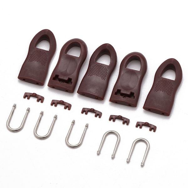 Multifunktionella dragkedjor, 8-pack (4 stora och 4 små), bruna