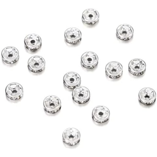 Distanspärlor lösa pärlor för smyckestillverkning 100-pack Silver 6 mm