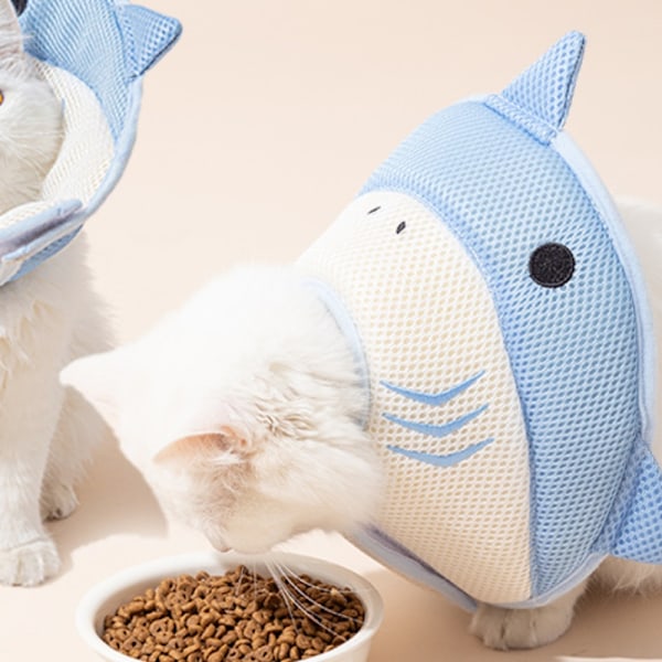 Blue Shark Pet Cone Halsbånd til katte og hunde S