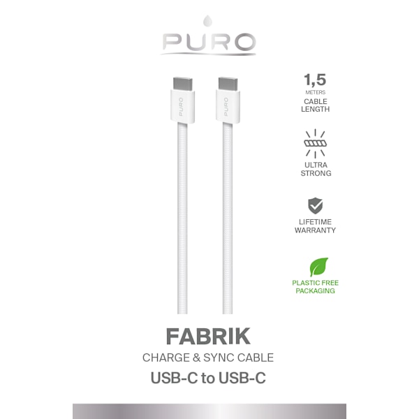 Braided Cable FABK4 USB-C to USB-C, 1.5m 60W 480mbps, white