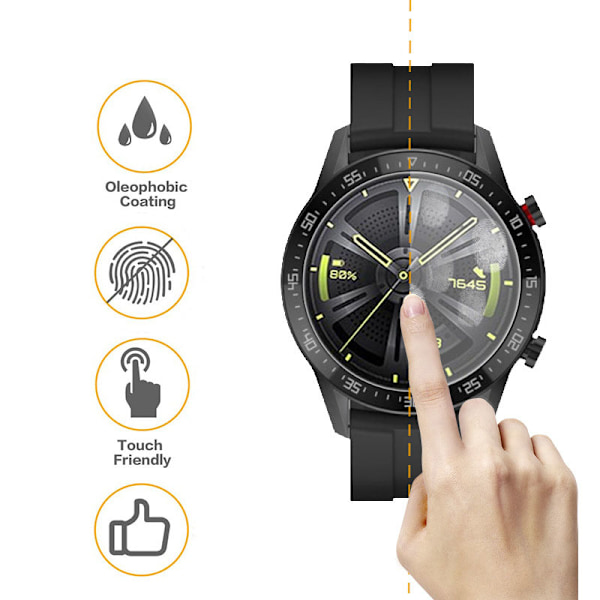 Smartwatch skärmskydd, 2-pack härdat glas 45 mm