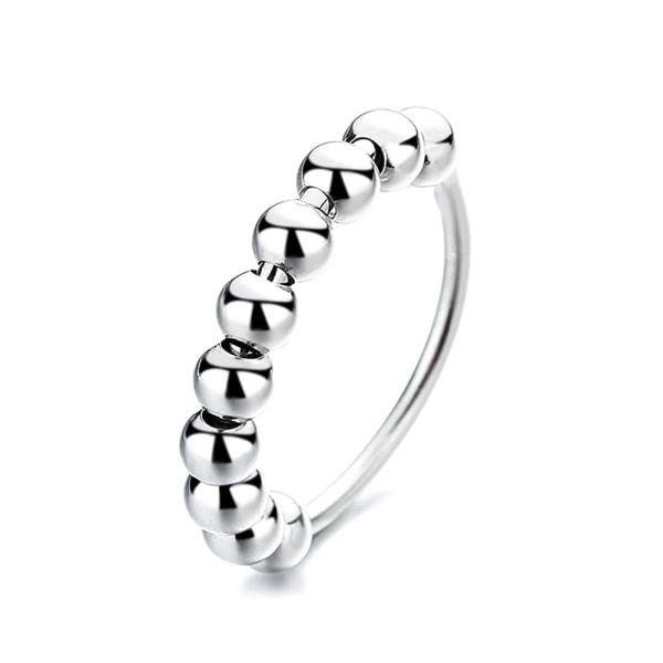 Anti-stress ring med 10 drejelige perler kobber platin 18.5 mm