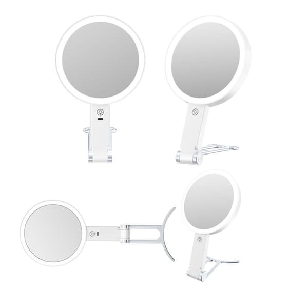 LED-belyst makeup-spejl med C-formet stand - 10x forstørrelse - Ideel til præcis makeup-påføring og daglig pleje White White