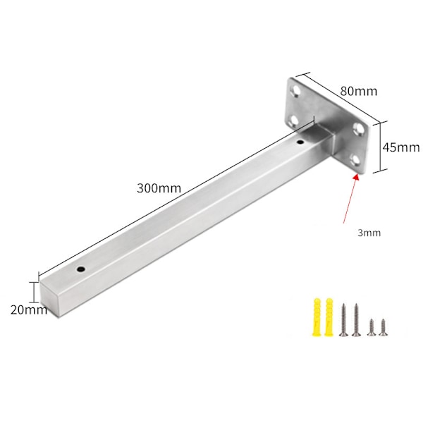 Hyllykannatin / hyllyn tuki hyllyille - Harjattua ruostumatonta terästä XXL