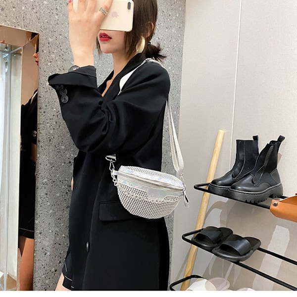 PU-läder Crossbody-väska för kvinnor Silver