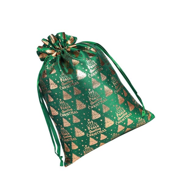 Jul Bomullspåsar med Dragsko 30x40cm (2-Pack) - Guldstämplade Julklappspåsar
