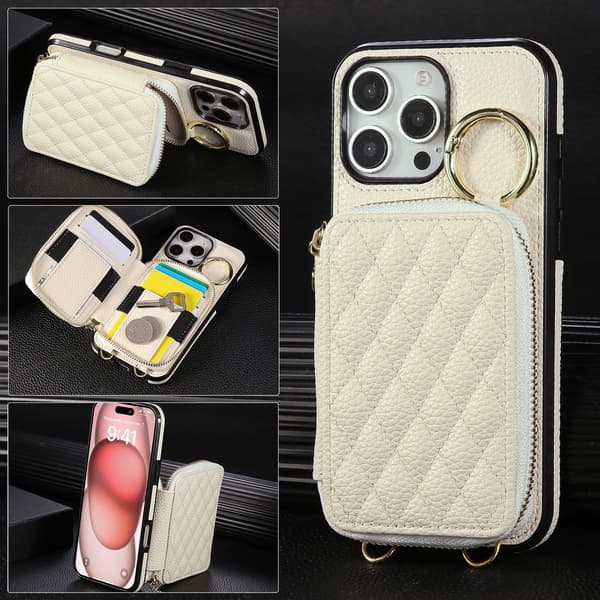 Chic Lychee Tekstur PU Læder Crossbody Telefonetui Kompatibelt med iPhone 17 Pro