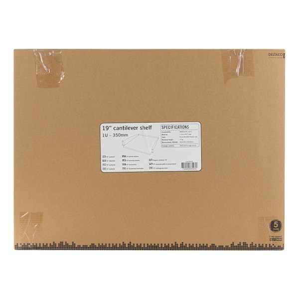 19" fixed shelf, 1U, 381mm deep, max 8kg, black